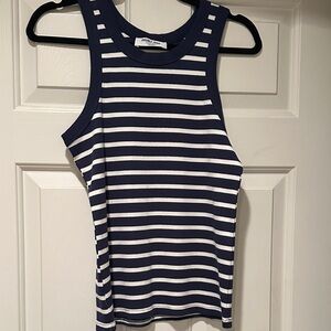 Double Zero medium Navy and White sleeveless top.  Like new